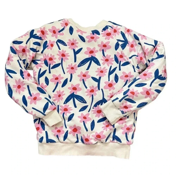 Hanna Andersson Fleece Girls Floral Pullover Sweatshirt Size 10 Reversible - Picture 2 of 7